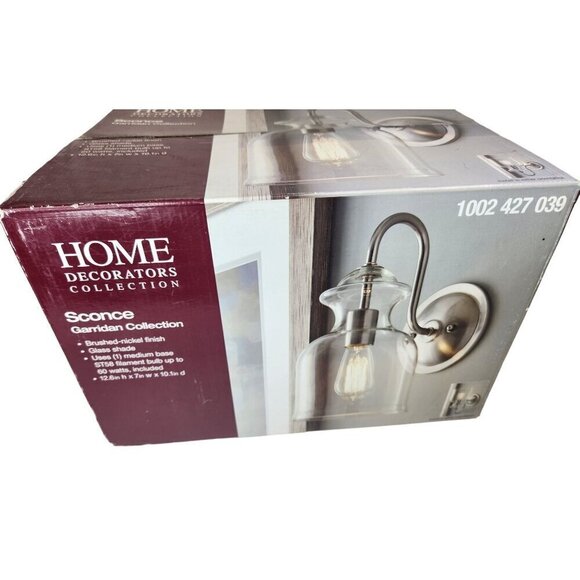 1-Light Brushed Nickel Wall Sconce with Clear Glass Shade - Picture 3 of 12